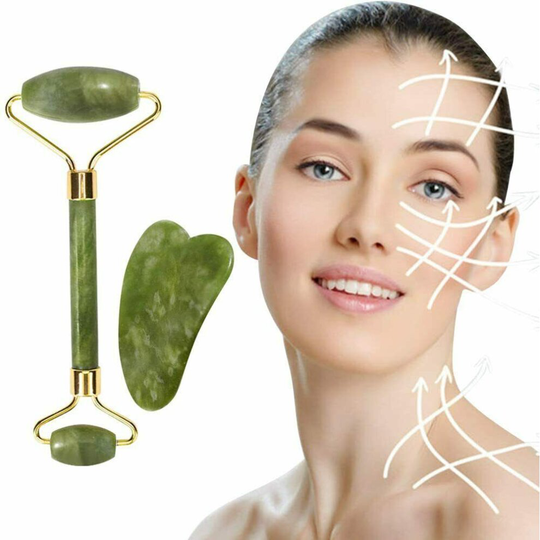 Jade Roller Gua Sha Set Facial Massage Stone Skin Care Anti-ageing Products