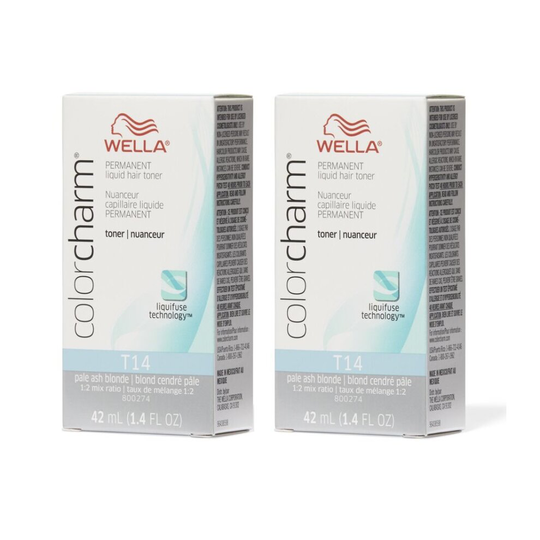 (T14 - 2 PACKS) Wella Permanent Hair Colour T14 Pale Ash Blonde