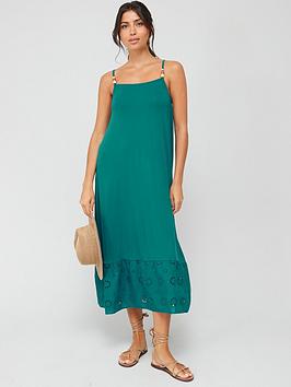V By Very Broidery Hem Beaded Strap Beach Midaxi Beach Dress