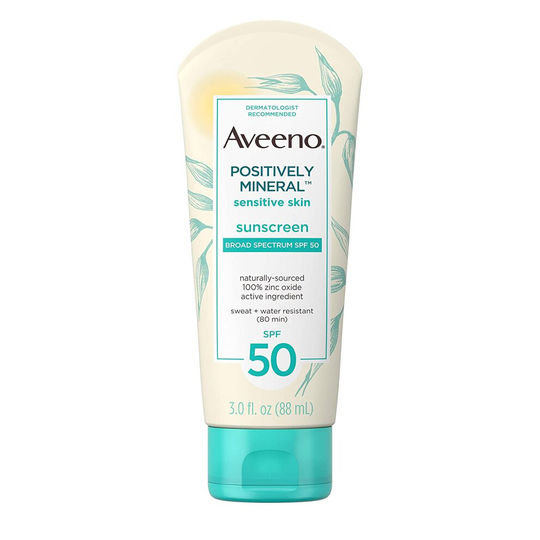 Aveeno Positively Mineral Sensitive Sunscreen Broad Spectrum SPF 50, 88 ml
