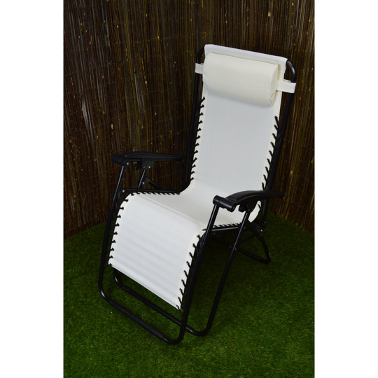 Multi Position Textoline Garden Relaxer Chair Lounger - Cream