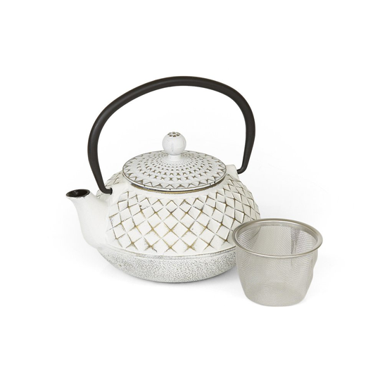 Victor Cast Iron Teapot, Ivory/Gold