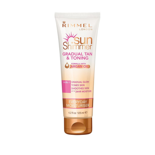 Rimmel London Sun Shimmer Gradual Tan and Toning 4in1 Gradual Glow 125ml Moisturiser Argan Oil