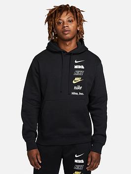 Nike Nsw Club Stacked Logo Overhead Hoodie - Black