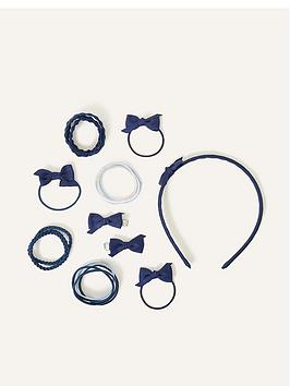 Accessorize Girls School Hair Bundle - Navy