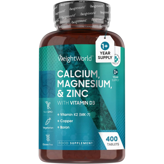 Calcium Magnesium Zinc & Vitamin D K2 - 400 Tablets for Women & Men