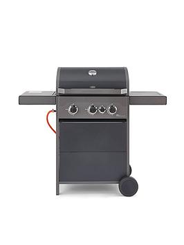 Tower T978501 Stealth 3000 3-Burner Porcelain Enamel Gas Bbq With Additional Side Burner, Thermometer And Rust Proof Design - Black