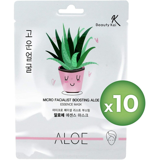 Face Mask Korean Sheet Masks Skin Care Aloe Vera Deep Moisturizing Anti-Aging Anti-Wrinkle Deep Hydration Face Mask Bundle (Pack of 10)