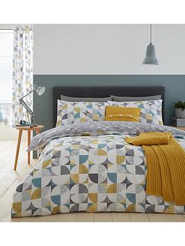 Catherine Lansfield Retro Circles Duvet Cover Set - Teal Ochre