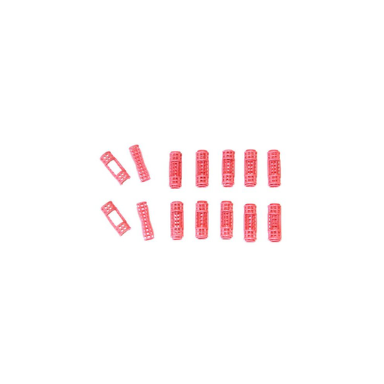 12pc Small Mini Tiny Snap On (Clip-On) Hair Rollers PINK