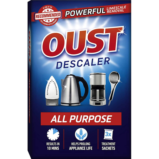 Oust Powerful All Purpose Descaler, Limescale Remover - Ideal for Kettles, Coffee Machines, Irons and Shower Heads (1 x 3 Sachets)