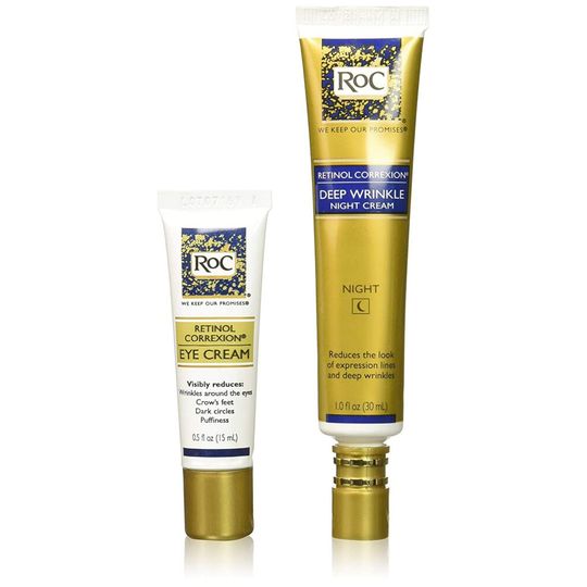 Roc Retinol Value Set Duo, Deep Wrinkle Night Face Cream & Retinol Correxion Eye Cream (Packaging May Vary)