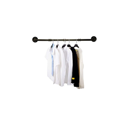 Heavy Duty Garment Bar Wall Mounted, 90cm Industrial Retro Pipe Garment Rack for Hanging Clothes, Retail Display Garment Rail Clothes Rod, Max Load 65