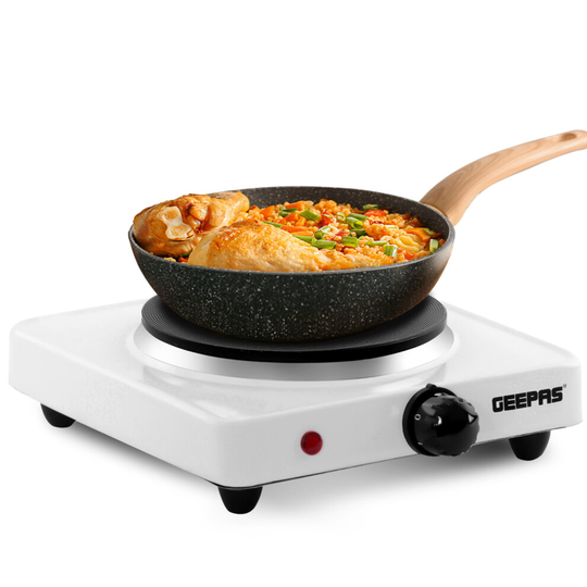 Geepas 1000W Single Hot Plate Precise Table Top Cooking Cast Iron Heating Plate Portable, Camping & Caravan Cooking