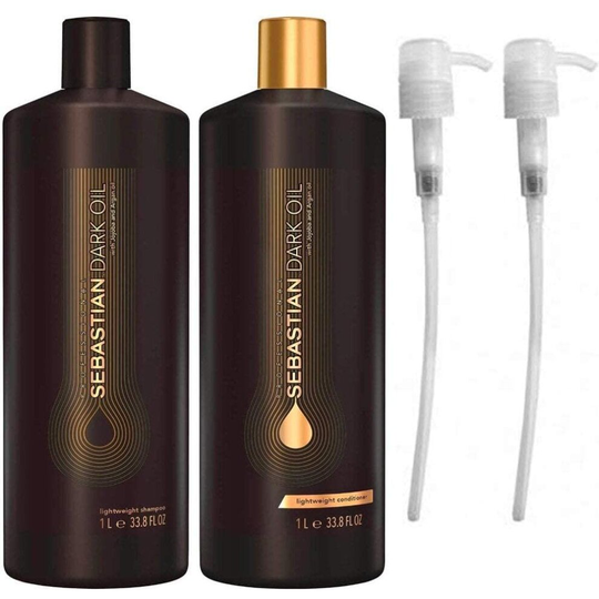 Sebastian Professional Dark Oil Lightweight Shampoo 1000ml and Conditioner 1000ml with pumps