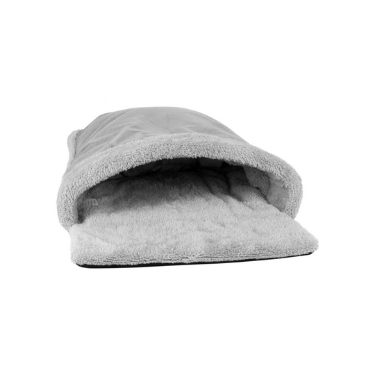 Grey Cosy Cat Pouch Bed Kitten Sleeping Bag Snug Fleece Dog Puppy Nest Cave