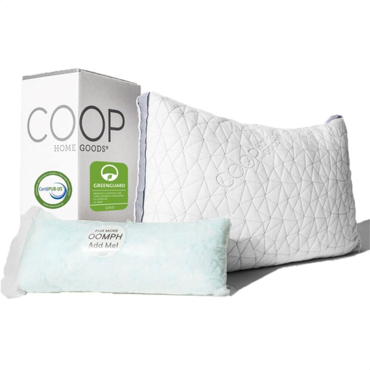 Coop Home Goods Eden Pillow Queen Size Bed Pillow for Sleeping - Medium Soft Memory Foam Pillows Cooling Gel - Back, Stomach
