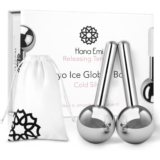 HanaEmi Cryo Ice Globes For Face And Skin - Ice Roller For Face and Eyes - Facial Ice Globes - Metal Ice Ball Face Massager And...