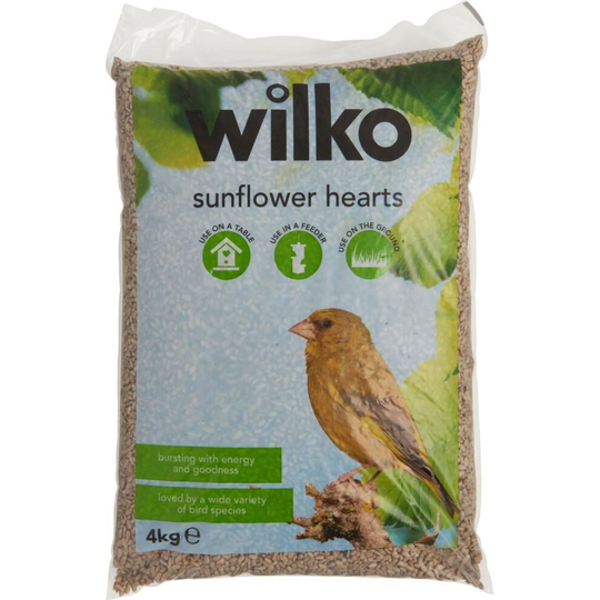 (4 kg) wilko Wild Bird Sunflower Hearts, High Energy Superfood for Wild Birds