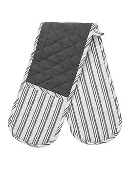 Gallery Organic Cotton Striped Double Oven Glove - Charcoal
