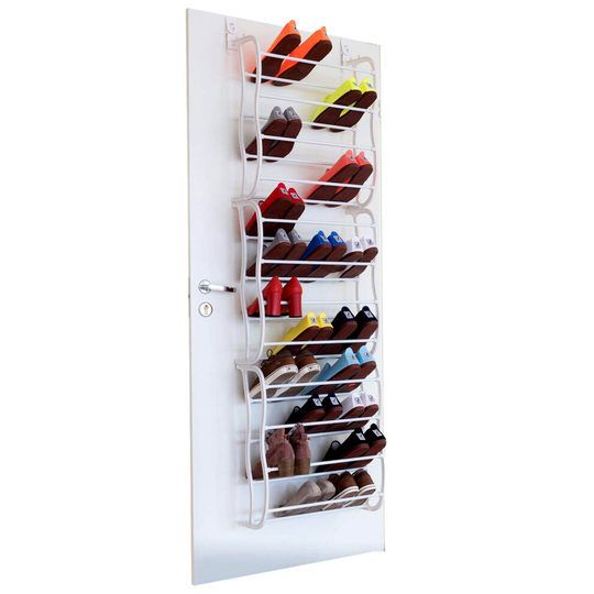 FUTUREBATT 12 Tier 36 Pair Over Door Shoe Organizer Rack Hanging Shelf Storage Space Saver Hanger