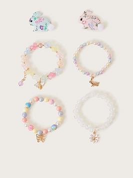 Monsoon Girls Ditsy Bunny Hair & Bracelet Set - Multi
