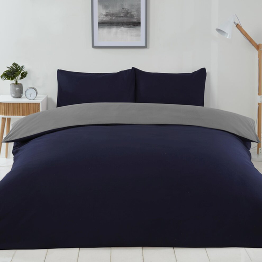 Lyla Reversible Duvet Cover Navy/Grey Double