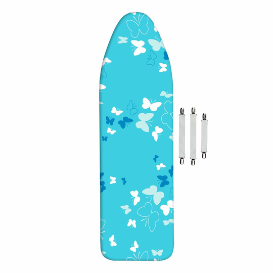 smart≥ntle, Padded Ironing Board Cover for Steam Irons, Reflective Iron Board Cover with 3 Clips, Turquoise, up to 140x45cm