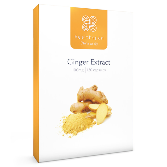 Healthspan Ginger Extract, 100mg, 120 Capsules, Digestive Health, Vegan
