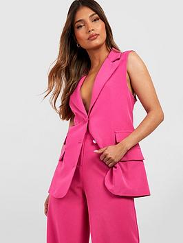 Boohoo Relaxed Fit Sleeveless Tailored Blazer - Hot Pink, Pink, Size 10, Women