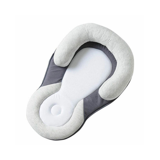 (Grey) Infant Newborn Baby Anti Roll Pillow Cushion Prevent Flat Head Sleep Support