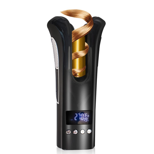 UKLISS Automatic Curling Iron Auto Hair Curler Ceramic Rotating Unbound Automatic Spin and Curl with LED Digital Direction and Temp Setting. (Black)