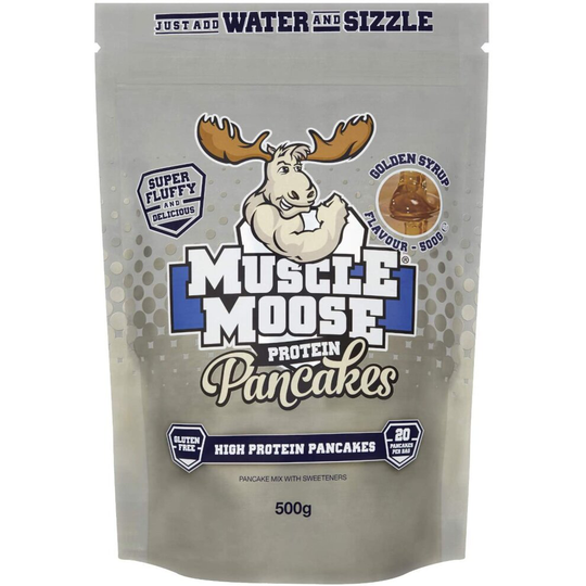 Muscle Moose High Protein Pancake Mix | Perfect Breakfast or Snack, Easy to Make, Fluffy, 500g (20 pancakes per bag) (Golden Syrup)
