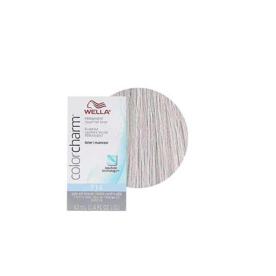 (T14 ONLY) Wella Color Charm T14 Pale Ash Blonde Permanent Liquid Hair Toner