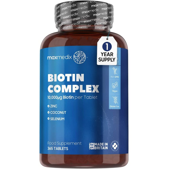 maxmedix Biotin Complex 10000mcg - 365 Biotin Tablets for Hair Growth