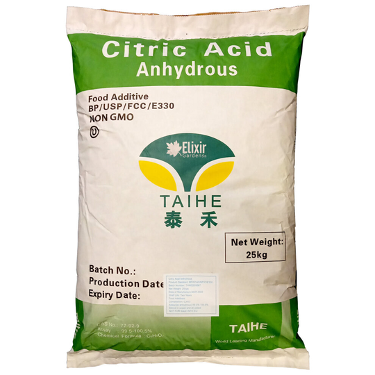 (10kg, Tub) Elixir Gardens Citric Acid Anhydrous Grade | 500g - 25kg supplied in a bag or re-sealable tub