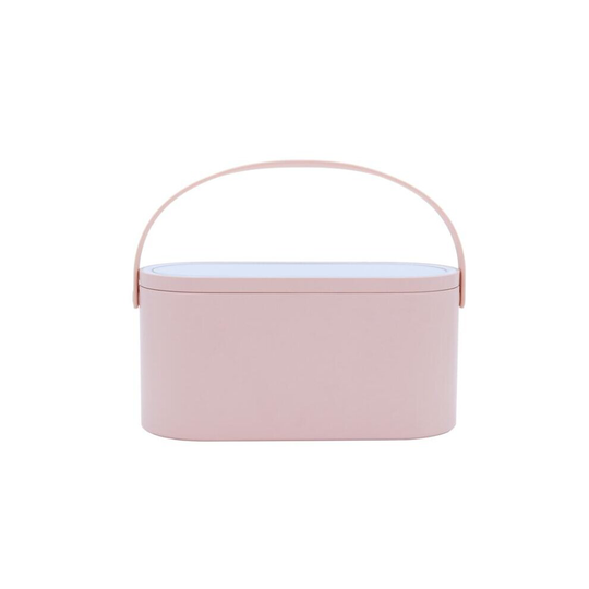 Cosmetic Bag Dressing Case Portable Travel Dresser Cosmetic Mirror Lamp Fixing Makeup Lipstick Skin Care Product Storage Box Basket PINK COLOR
