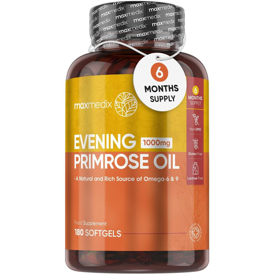 Evening Primrose Oil 1000mg (Cold Pressed) - 6 Month Supply - 604mg