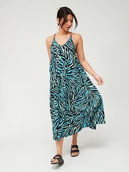V by Very Crinkle Beaded Strap Midaxi Swing Dress - Multi, Multi, Size 8, Women