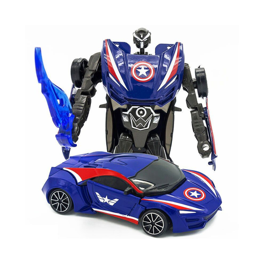 (Captain, 4.33"x 2.8"x 2") Marvel Hulk Iron Man Captain Transformation Robot Car Kids Gift Sale
