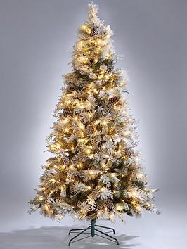Very Home 7Ft Denver Flocked Pre-Lit Christmas Tree With Pinecones