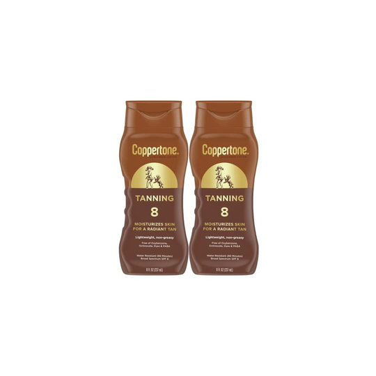coppertone Tanning Sunscreen Lotion, Water Resistant Body Sunscreen SPF 8, Broad Spectrum SPF 8 Sunscreen Pack