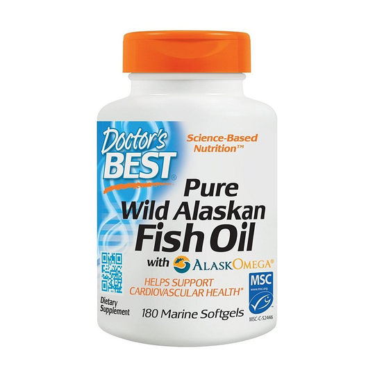 Doctor's Best Pure Wild Alaskan Fish Oil with AlaskOmega - 180 softgels
