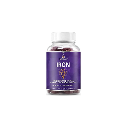 Iron Gummies Supplement with Vitamin C, A, Vitamins B Complex, Folate, Multivitamins for Women, Kids & Adults - Supports Energy, No After Taste, Vegan