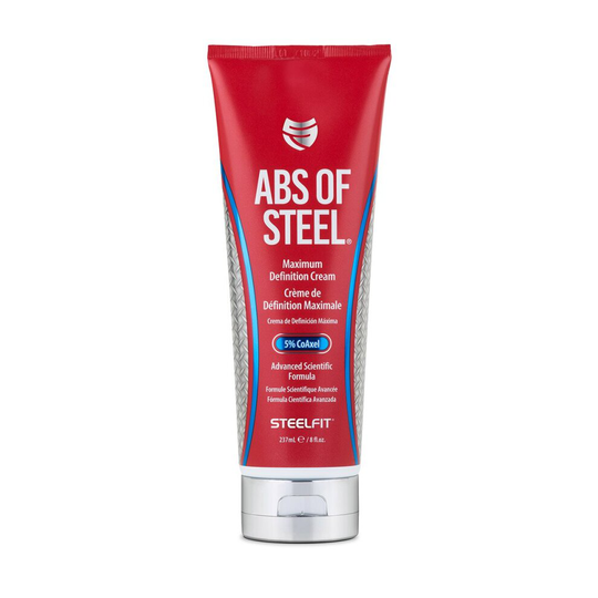 SteelFit Abs of Steel - Maximum Definition Cream - 5% CoAxel - Topical Cream - Workout Enhancer - Skin Firming, Toning, Definition - Fat Loss - Clinic