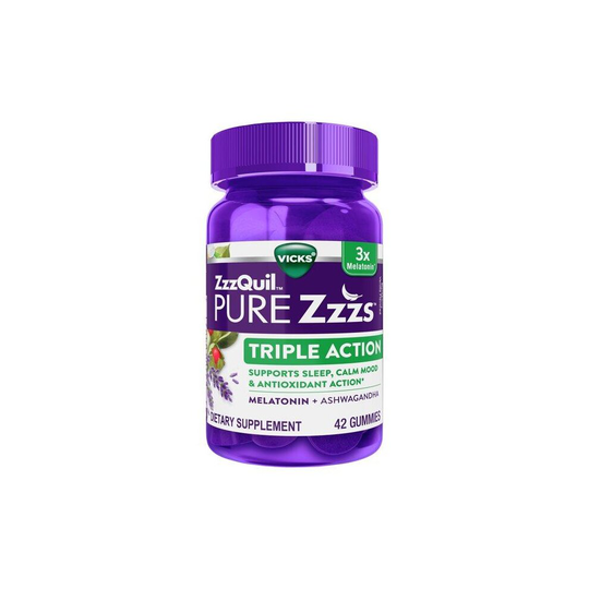 ZzzQuil Pure Zzzs Triple Action Gummy Melatonin Sleep Aid, 6mg, 42 Ct
