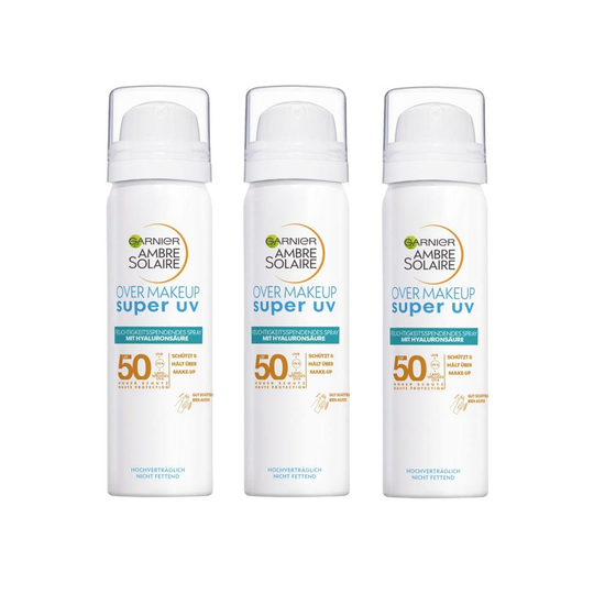3x Garnier Ambre Solaire Sensitive Face Sun Cream Mist SPF50 - 75ml