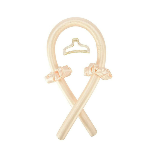 (Snow Bud) Women Girls Silk Ribbon Hair Curler Heatless Curling Rod Headband Wave Former