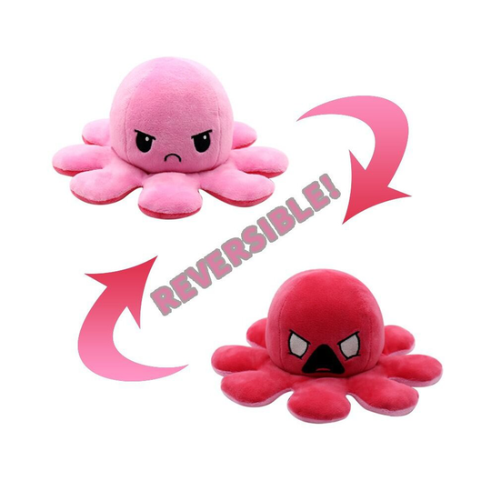 (Pink Rose) Spiderman Reversible Octopus Plush Toy Batman Iron Man Double-Sided Flip Stuffed