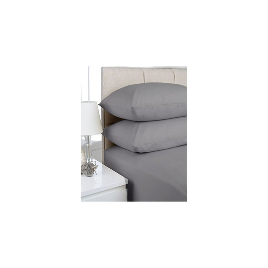 (Double, Grey ) Extra Deep Non-Iron Percale Pollycotton Fitted Sheets